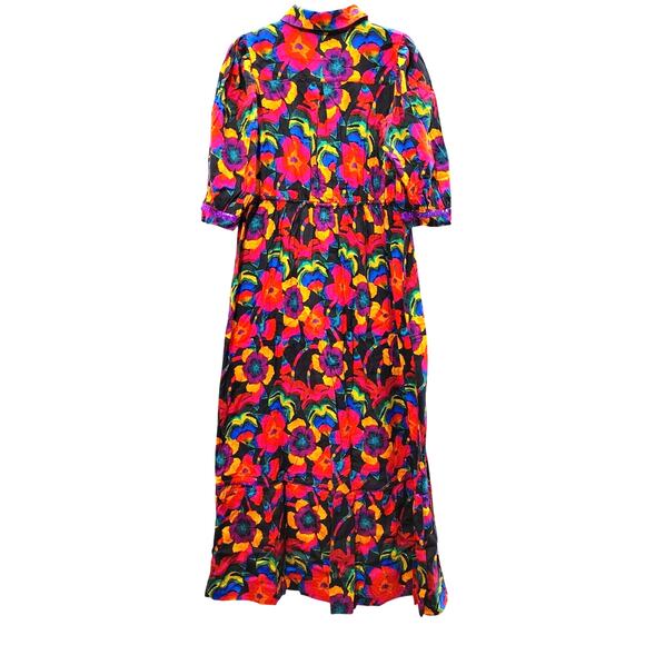 NWT Briton Court Eva Maxi Dress Floral Multicolor Cinched Waist Rayon Womens SM - Picture 3 of 6